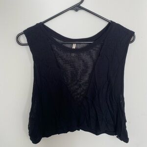 Black crop top with mesh net details
